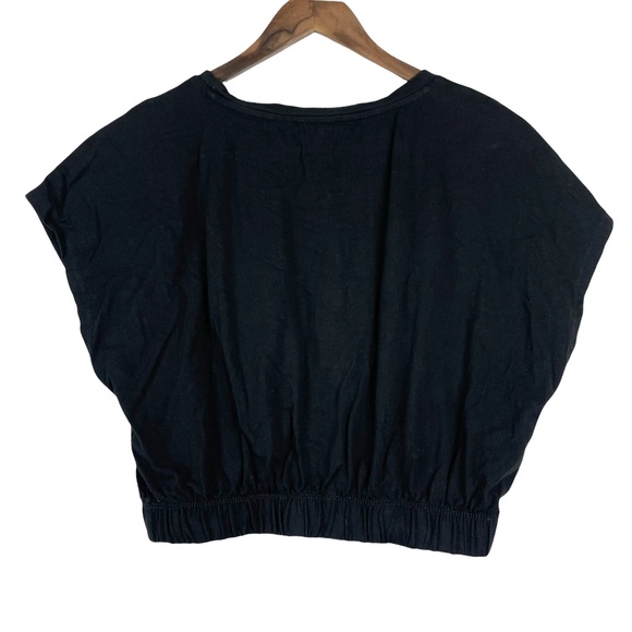 Zara Black Dolman Sleeve Elastic Waist Crop Top Size Large - Picture 4 of 8